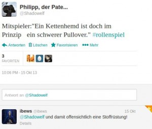 Stoffrüstung Twitter (Tweet der Woche – Rollenspiel)
