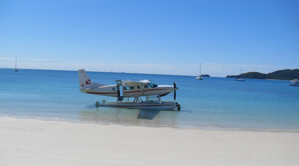 Wasserflugzeug am Whitsunday Beach Australien