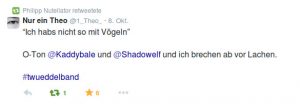 Twueddelband Twitter Stammtisch Hamburg Vögeln (Das Twueddelband – der twerrückte Twitter-Stammtisch in Hamburg)