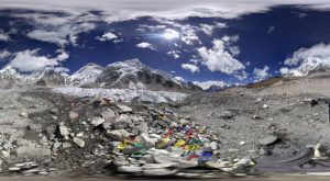 Eis beim Everest Base Camp 360 Grad Panorama Photosphere Aufnahme beim Trekking in Nepal (Beim Mount Everest Base Camp in Nepal)