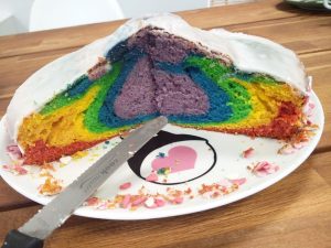 Regenbogenkuchen bzw. Einhornkuchen am ersten Tag bei der Creatistas (Meine Pläne für das Jahr 2018)