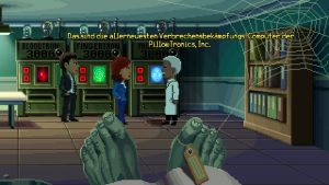 Die Maschinen Bloodtron 3000, Fingertron 3000 und Facetron 3000 in Thimbleweed Park (Thimbleweed Park)