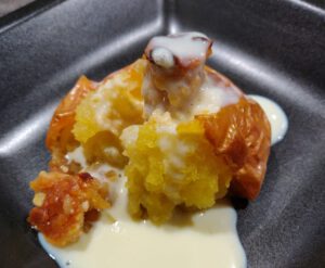 Braeburn Bratapfel mit Marzipanfüllung und Vanillesoße (Mein Beitrag zum Weltbratapfeltag 2022)